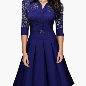 Women's vintage lace flare A-line dress